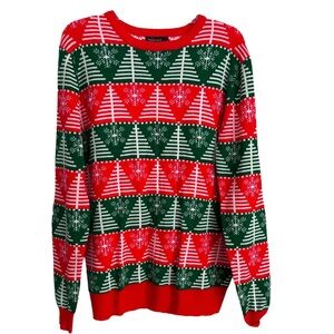 Raisevern Size L Christmas Tree Snowflake Nordic Style Holiday Sweater Acrylic